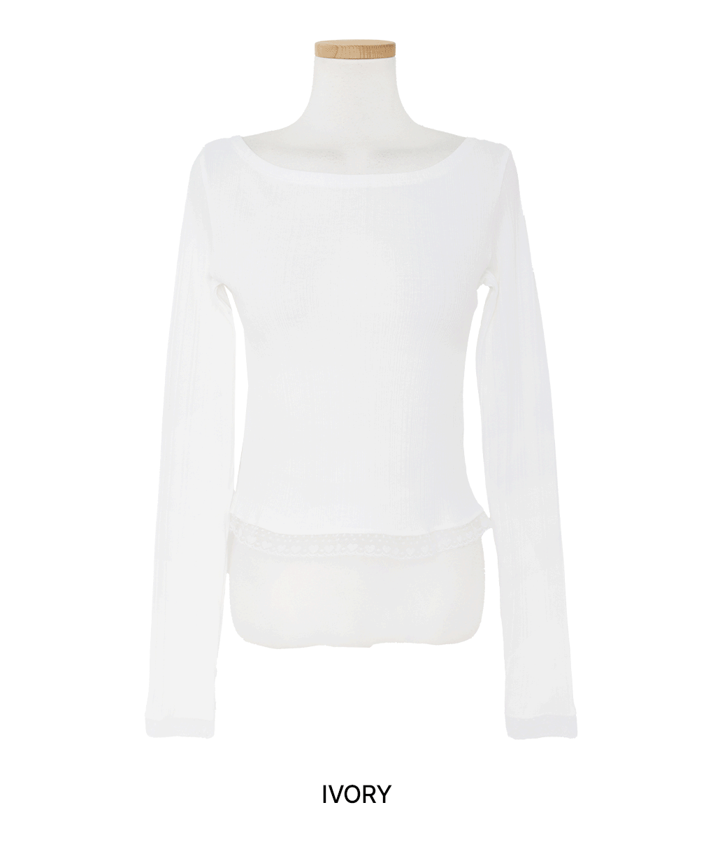 [봄신상/레이스point]멜시 보트넥 긴팔 티셔츠