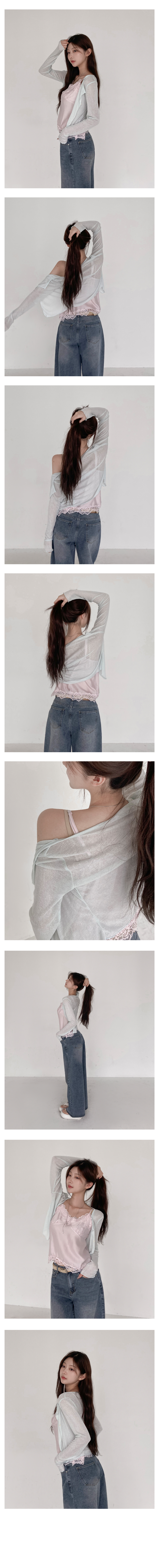 [어깨끈조절o/고퀄]로즈 레이스 나시 블라우스