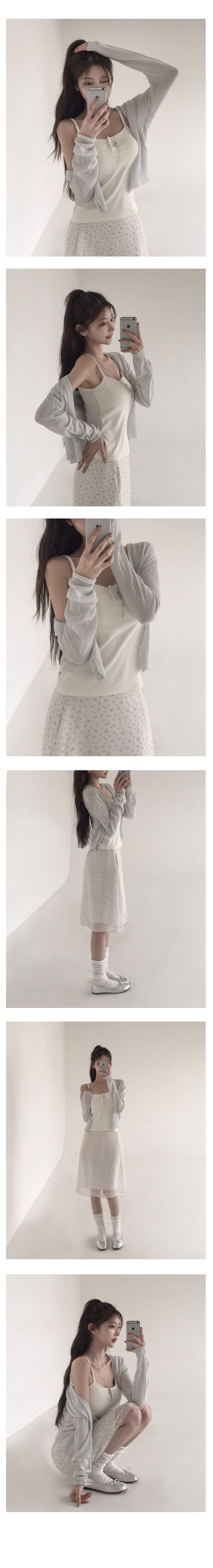 [청순/비침x/살랑핏]베이브 플로럴 미디 스커트