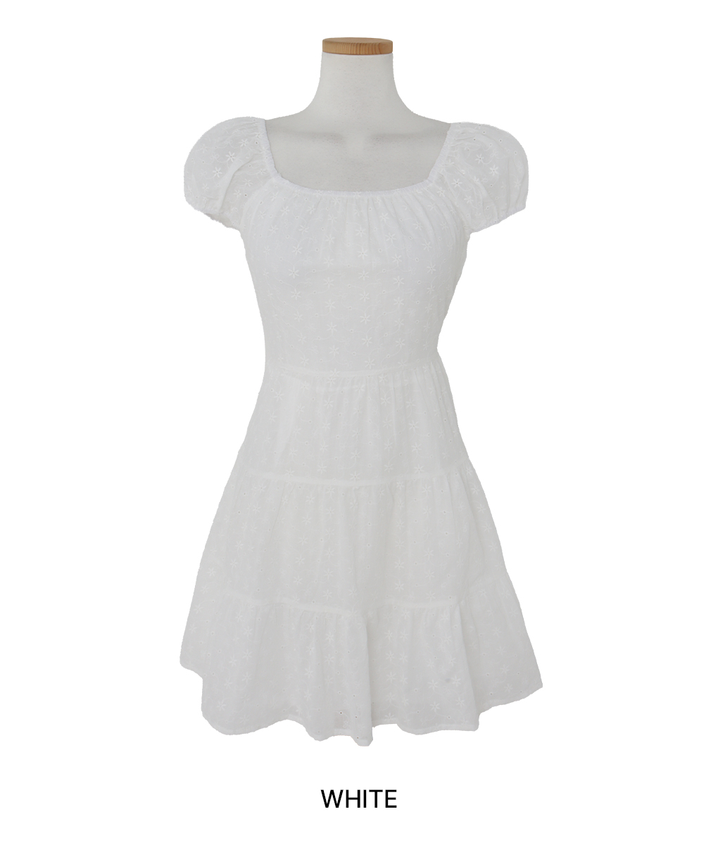 [투웨이/속치마]하솝 플라워 펀칭 미니 원피스