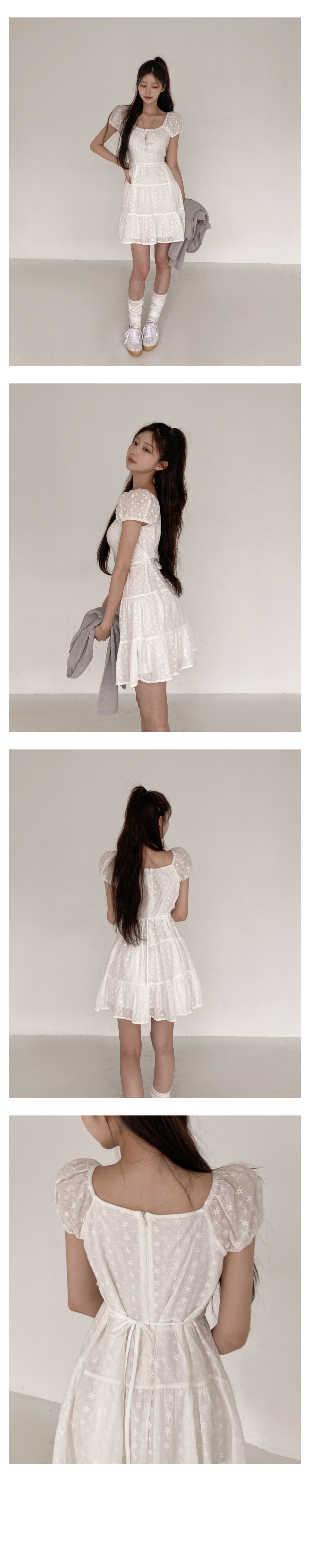 [투웨이/속치마]하솝 플라워 펀칭 미니 원피스