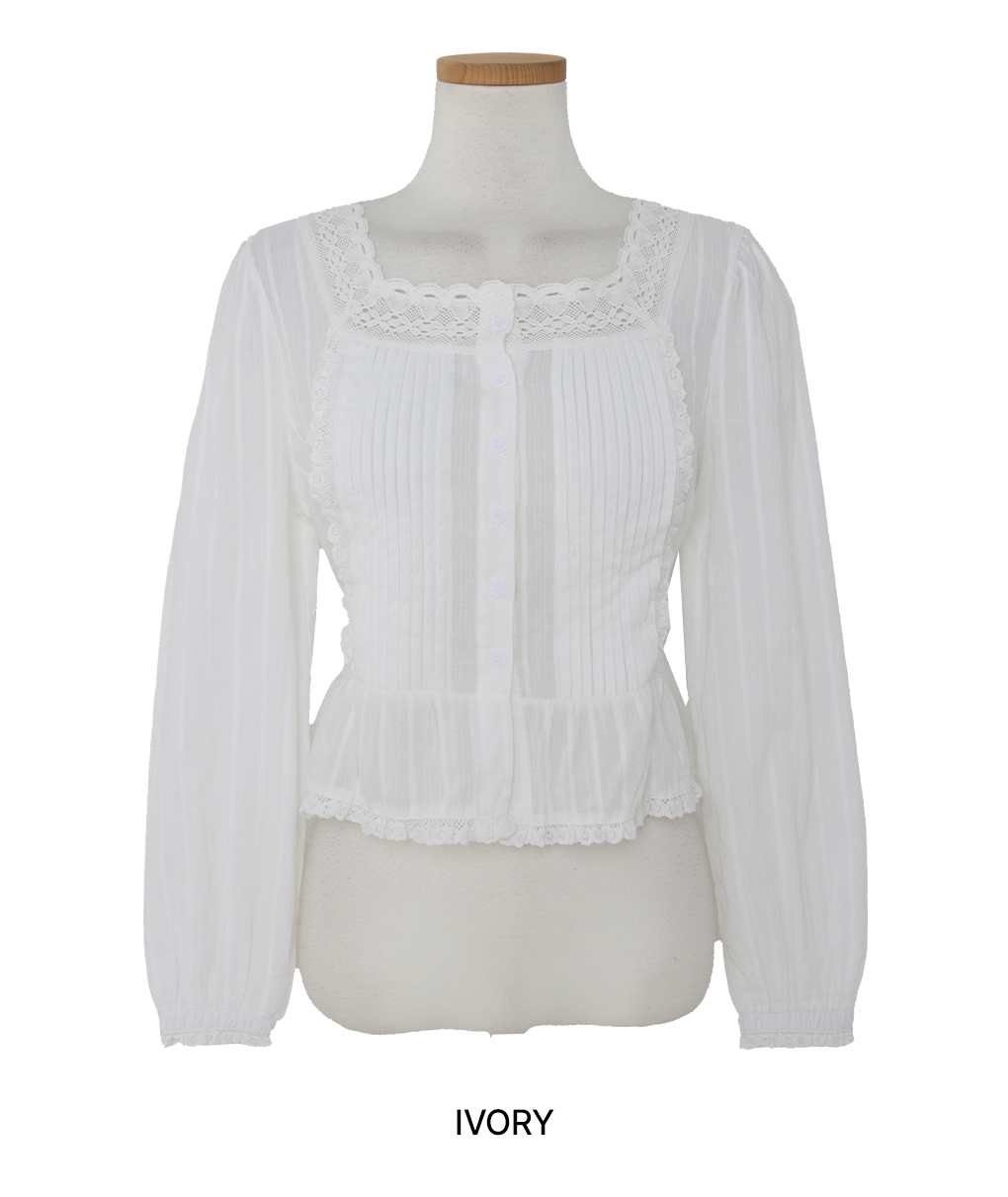 [허리잘록핏/데이트룩]에토 플로럴 스퀘어 블라우스