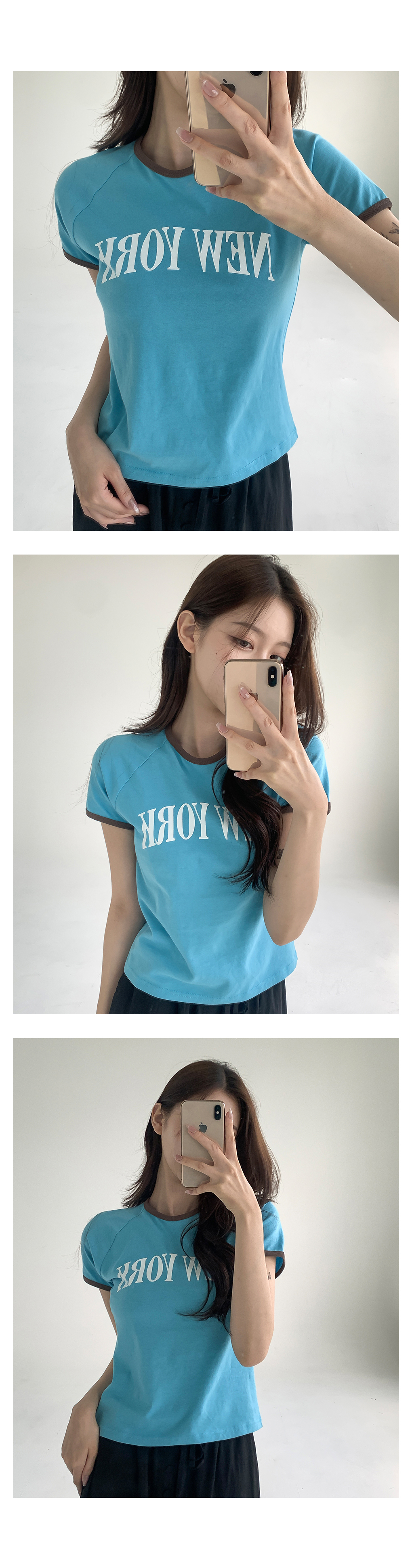 [배색/나그랑]뉴욕 배색 링거 반팔티
