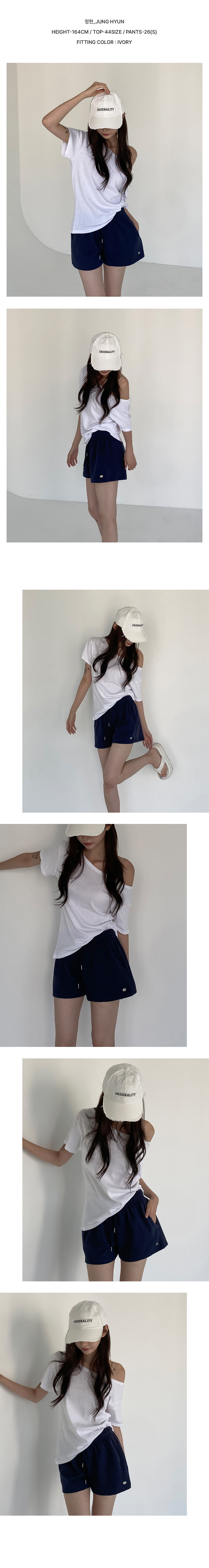 [내수/루즈핏]크리미 원숄더 반팔티