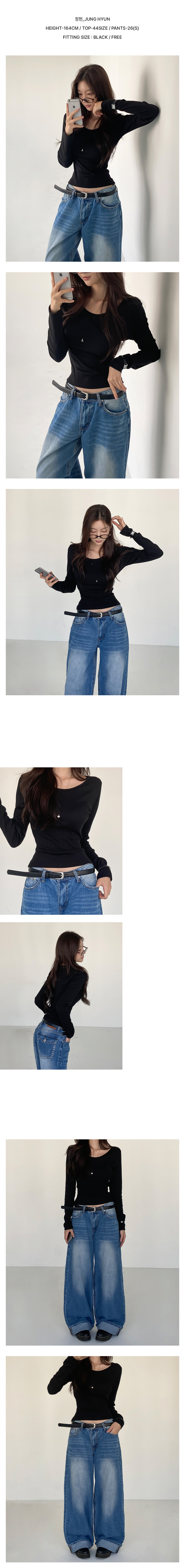 [모달38%/잘록핏]에브리띵 유넥 긴팔티셔츠