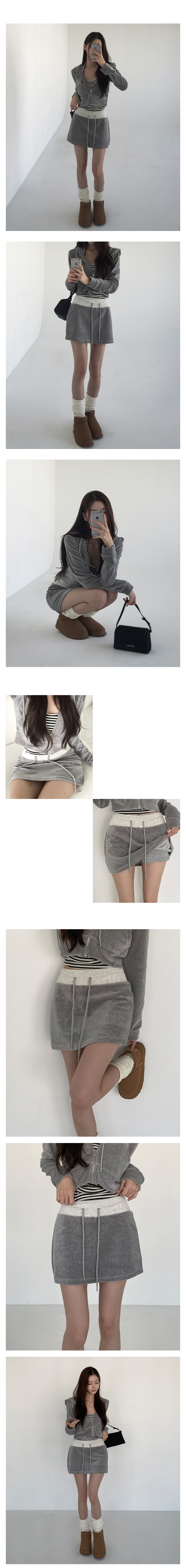 [세트가능/바지안감]윈더 벨벳 미니 스커트