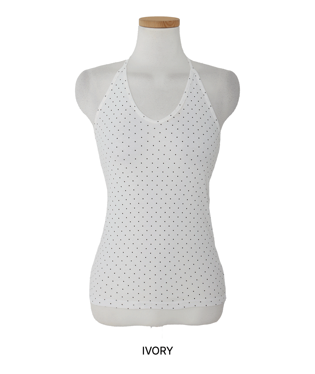 [코디추천/사계절]뿅뿅 도트 홀터 슬리브리스