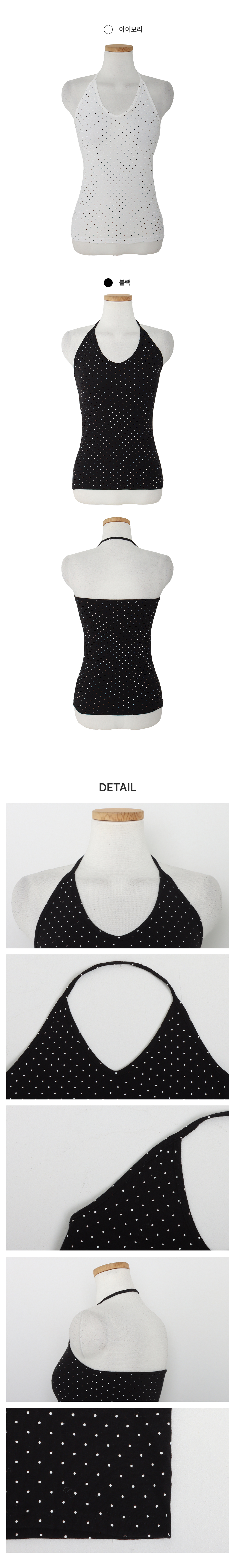 [코디추천/사계절]뿅뿅 도트 홀터 슬리브리스