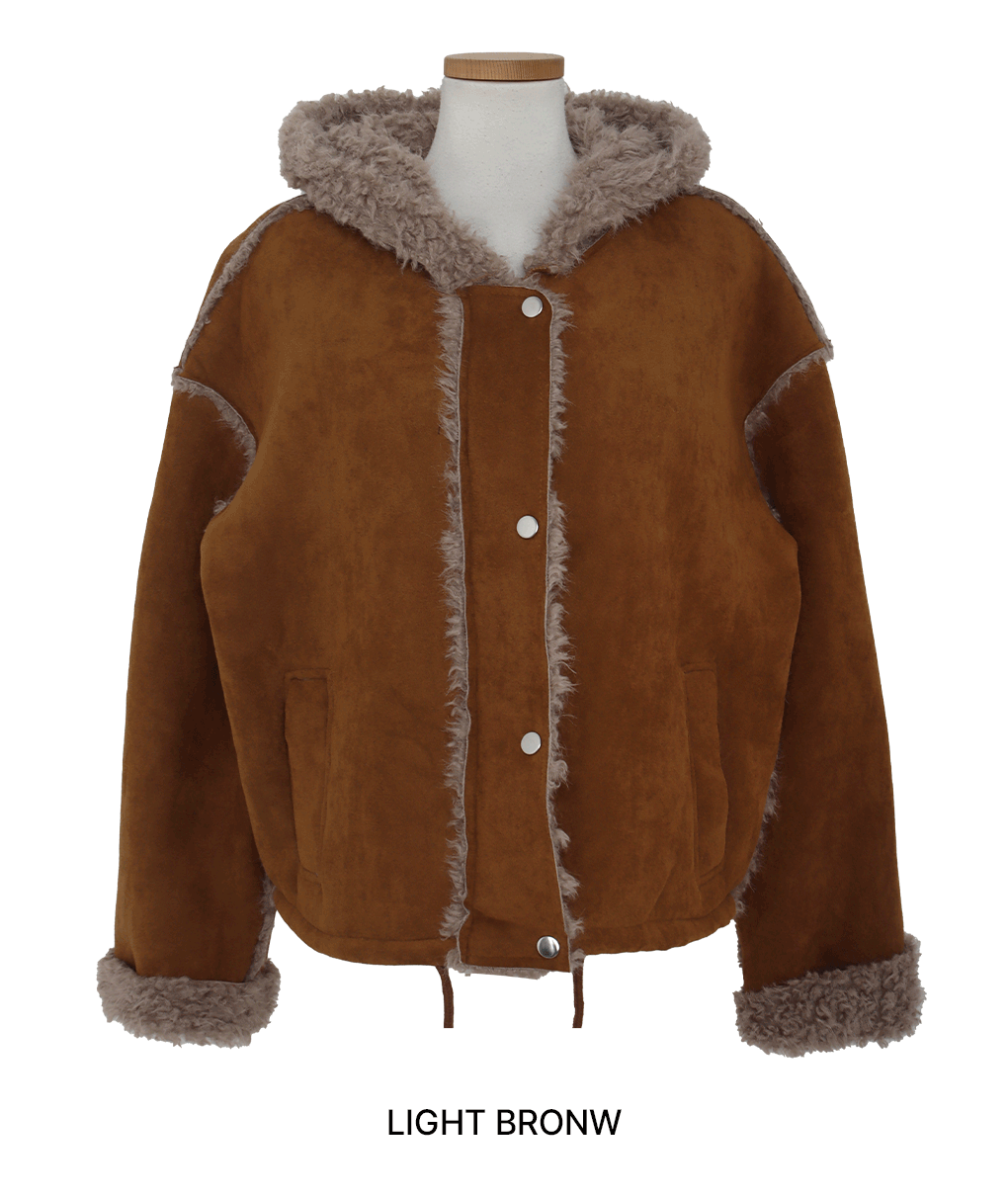 [귀욤/양털안감]윈터벨 배색 후드 무스탕