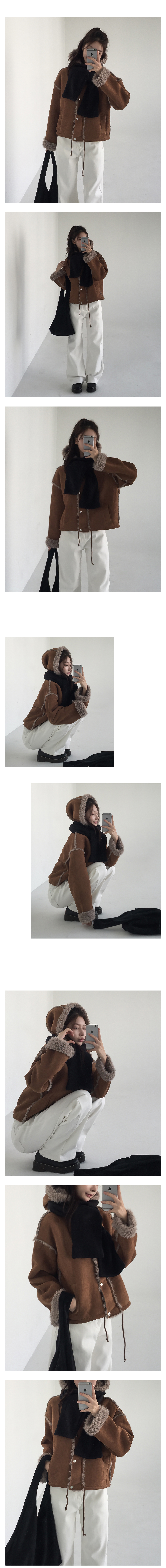 [귀욤/양털안감]윈터벨 배색 후드 무스탕