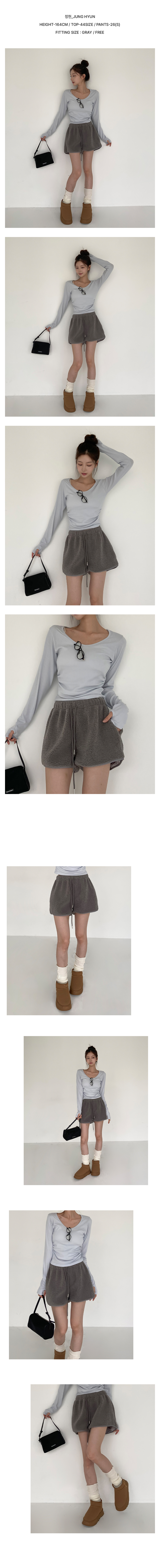 [귀욤아방핏]뽀글이 덤블 밴딩 반바지