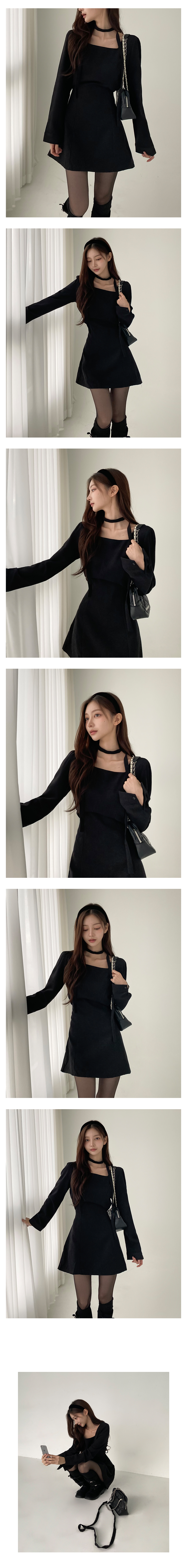 [타이set/연말룩🖤]소베 스퀘어 미니 원피스