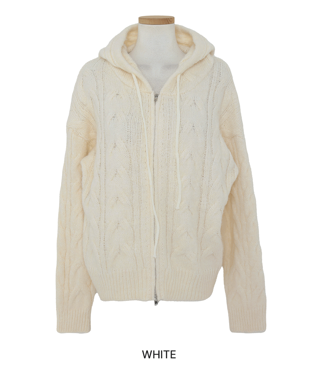 [겨울무드/데일리]위드 꽈배기 니트 후드집업