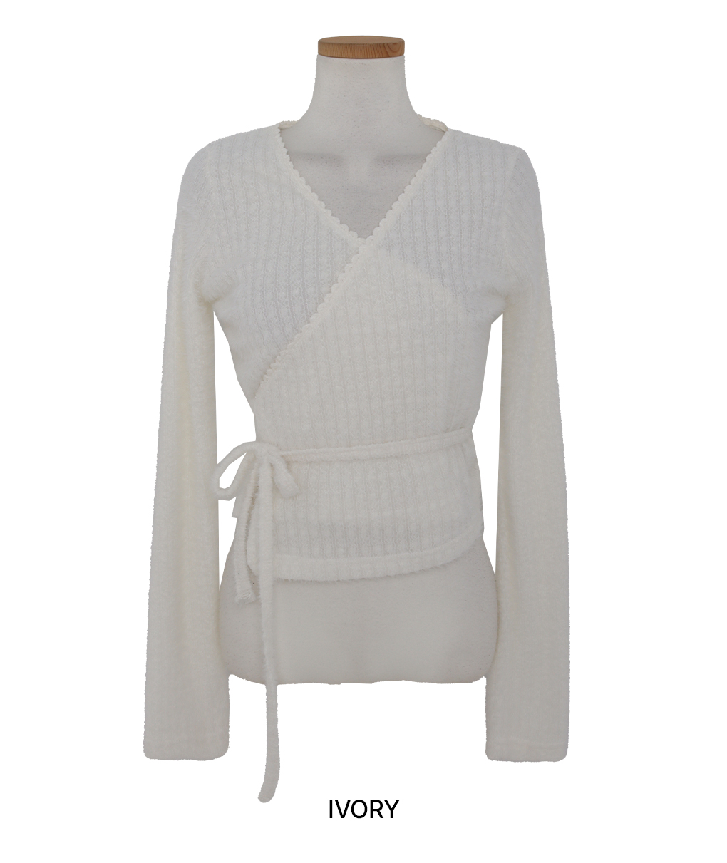 [세트가능!/페미닌]브링 물결 랩 가디건