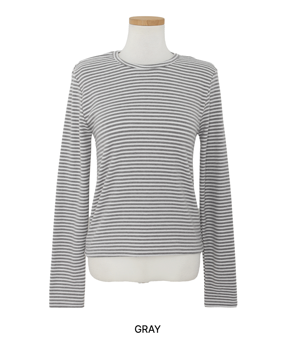 [코디추천/부들촉감]헤퍼 기모 단가라 긴팔티셔츠