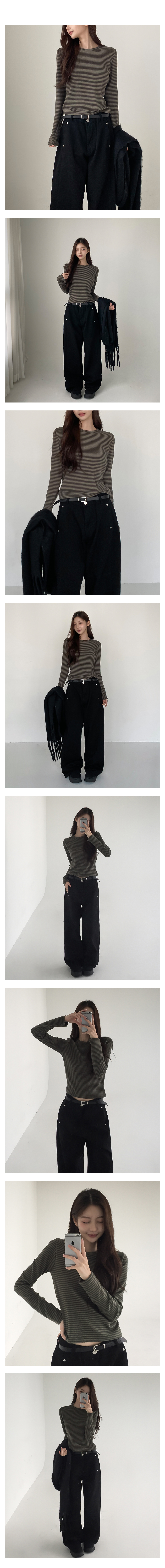 [코디추천/부들촉감]헤퍼 기모 단가라 긴팔티셔츠