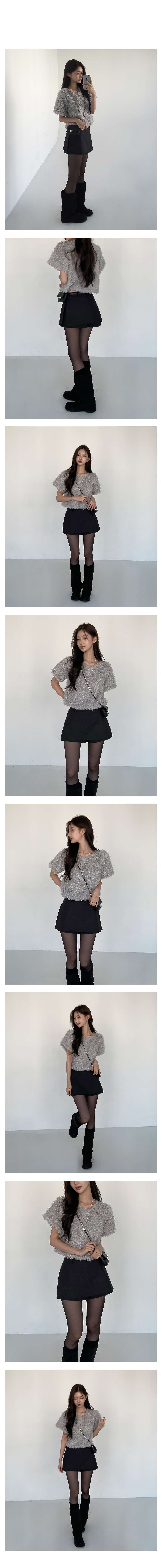 [연말룩/분위기여신]러블링 반팔 퍼 블라우스