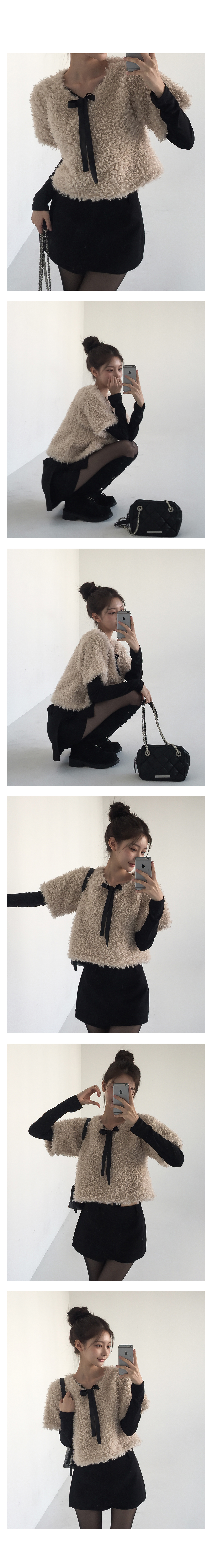 [연말룩/분위기여신]러블링 반팔 퍼 블라우스