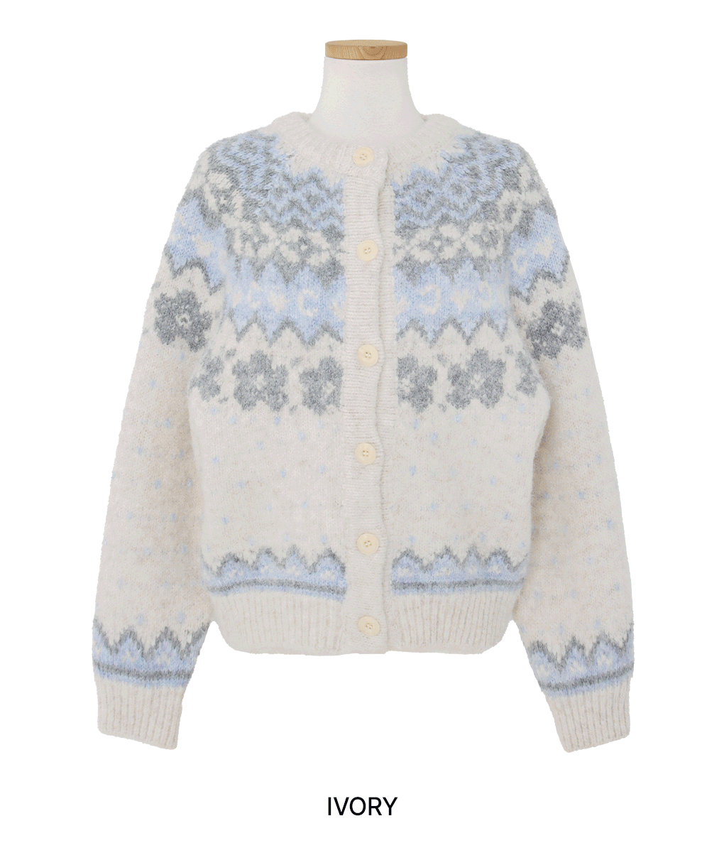 [울함유/도톰]캐롤 노르딕 라운드 가디건