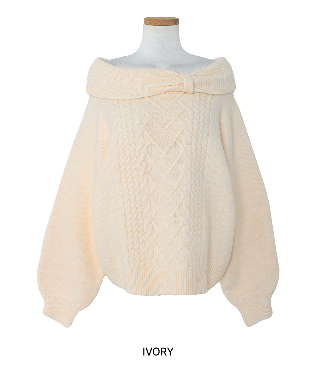 [연말룩/로맨틱❣]라뷰 오프숄더 케이블 니트