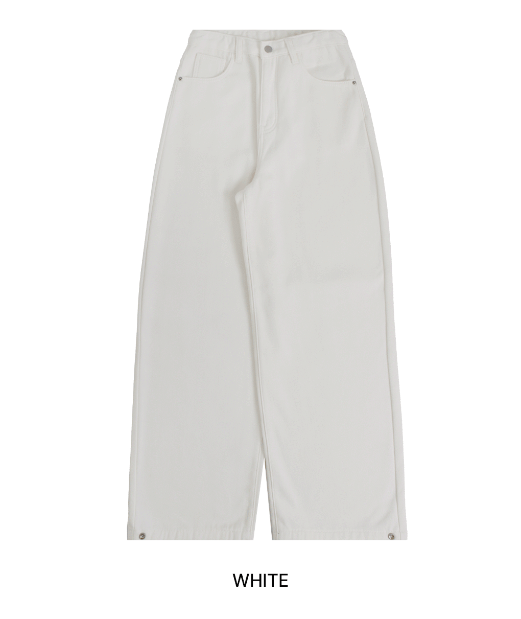 [본딩기모/기장선택]사이드 스냅 코튼 와이드 팬츠