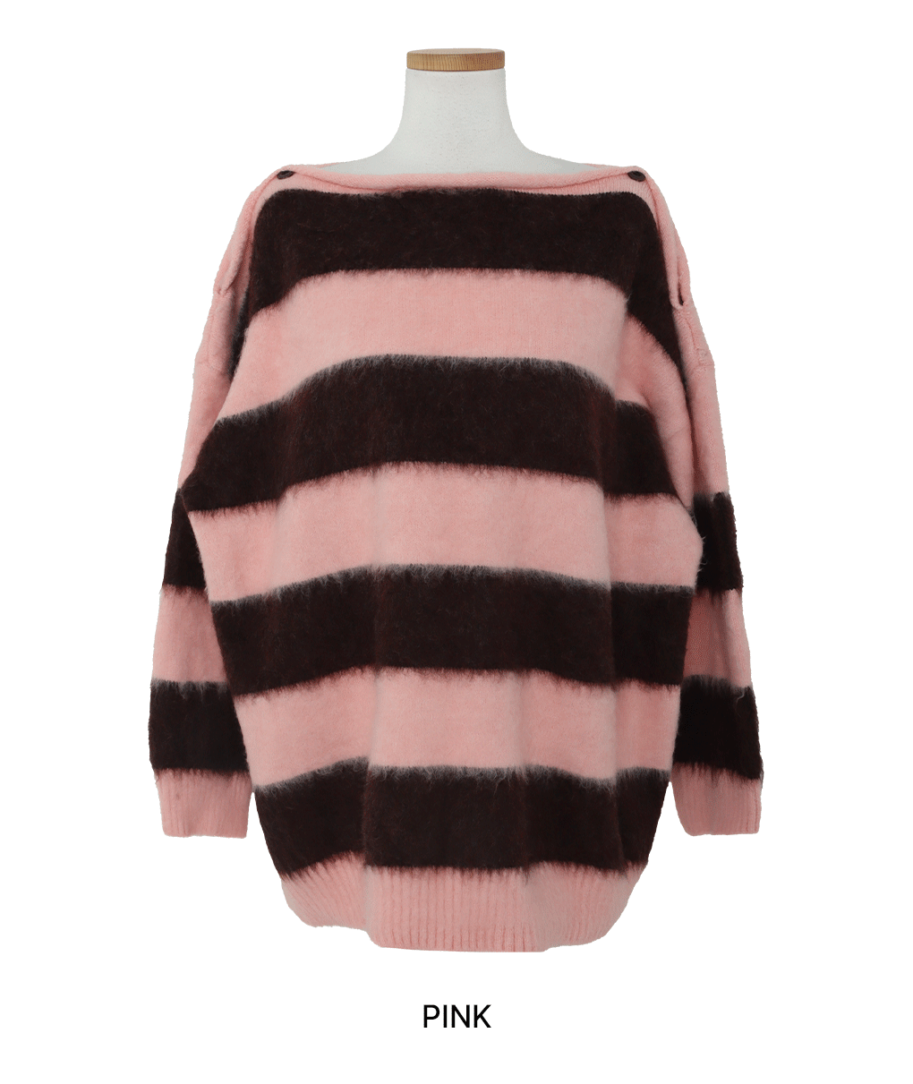 [투웨이/여리핏]롤리팝 단가라 오프숄더 니트