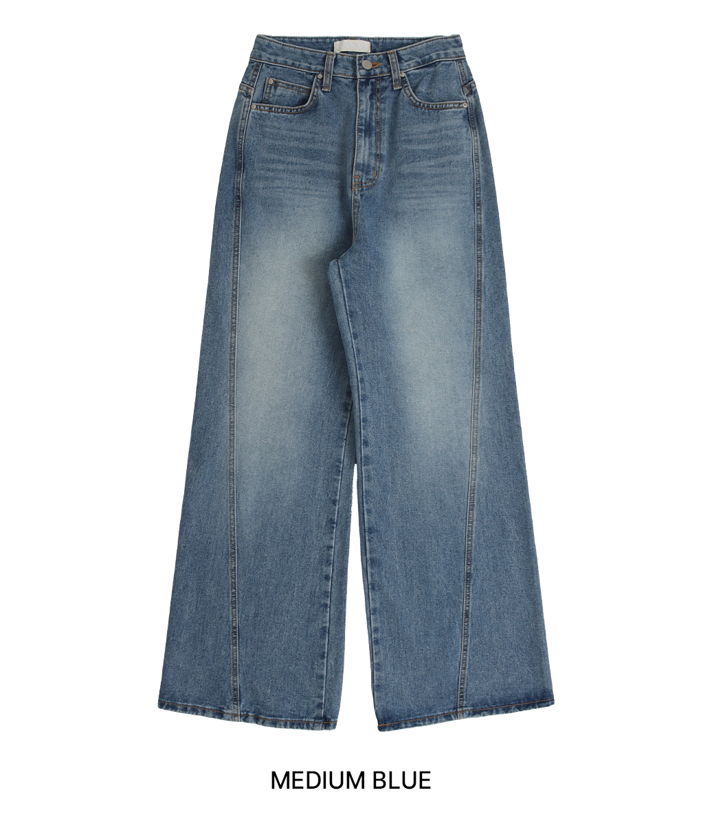 [사계절/사선절개point]슬로우 커브 데님 팬츠