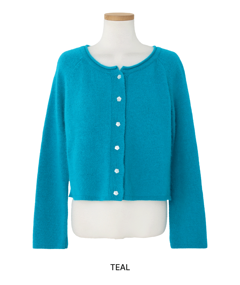 [원단,핏보장]포포 플라워 버튼 앙고라 가디건