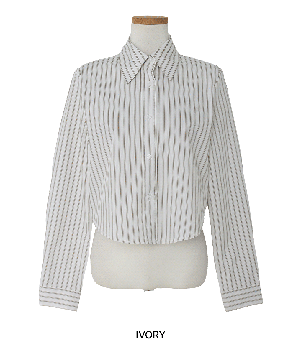 [봄신상/고퀄핏]에코 스트라이프 크롭 셔츠