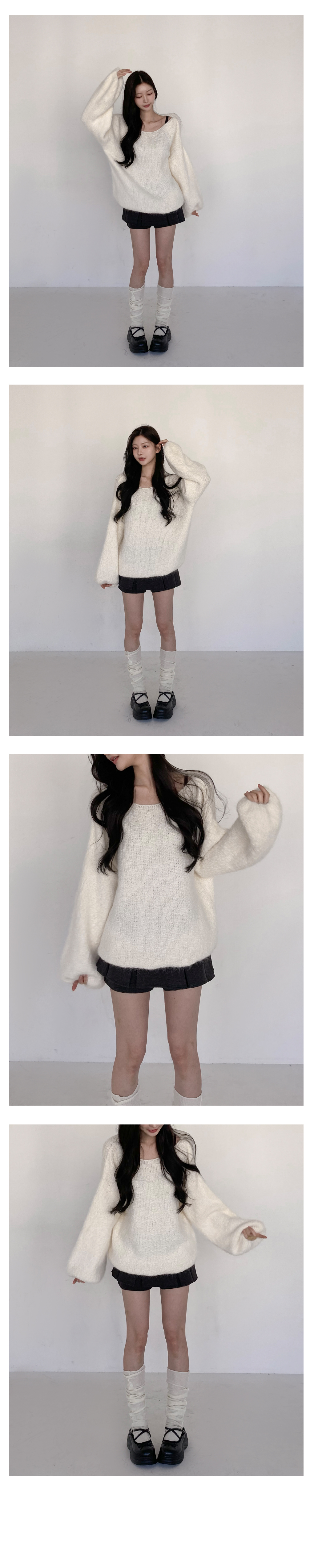 [여리핏/벌룬소매*]몽글이 오프숄더 니트