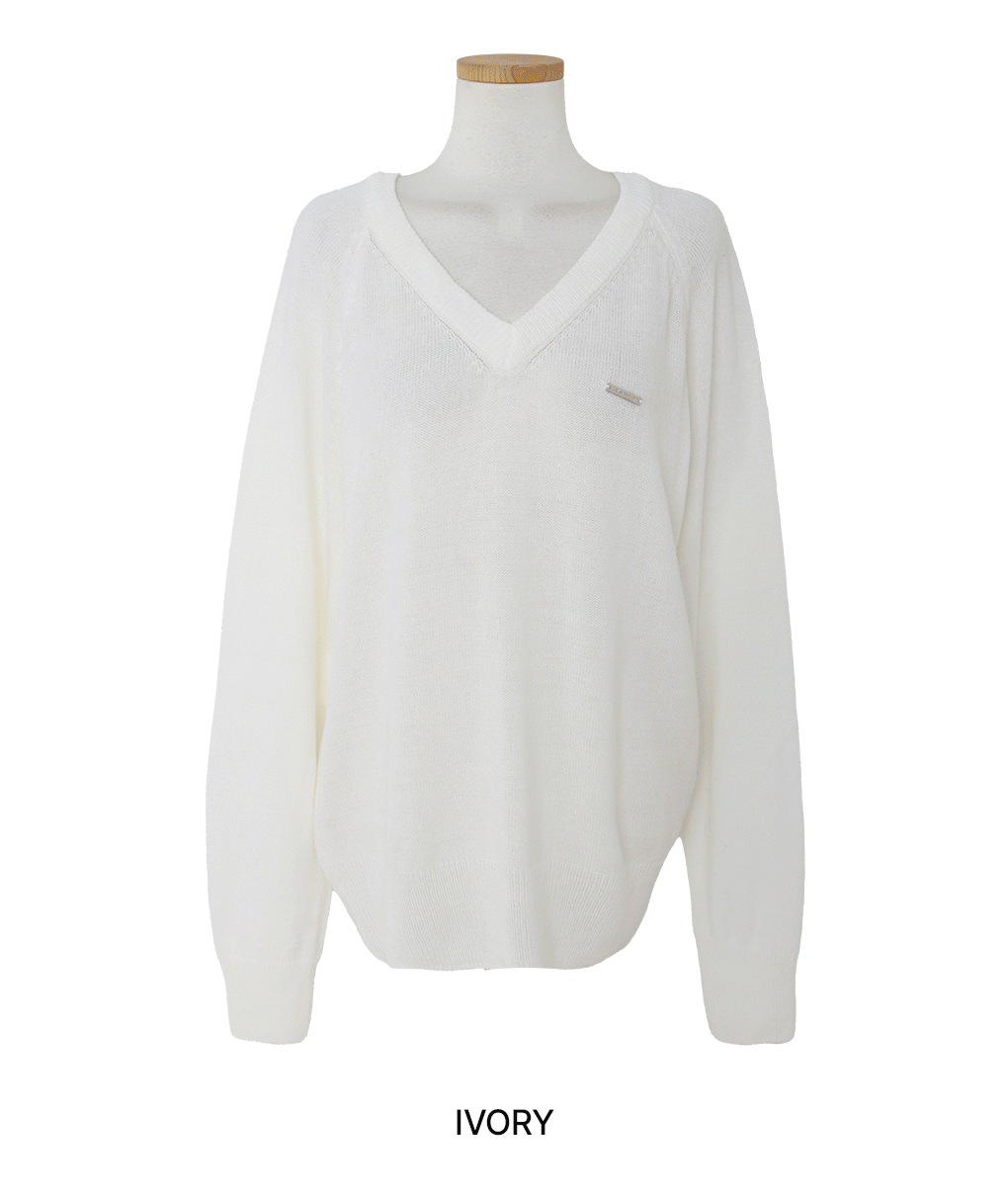 [여리핏/파스텔색감]언스 브이넥 루즈핏 니트