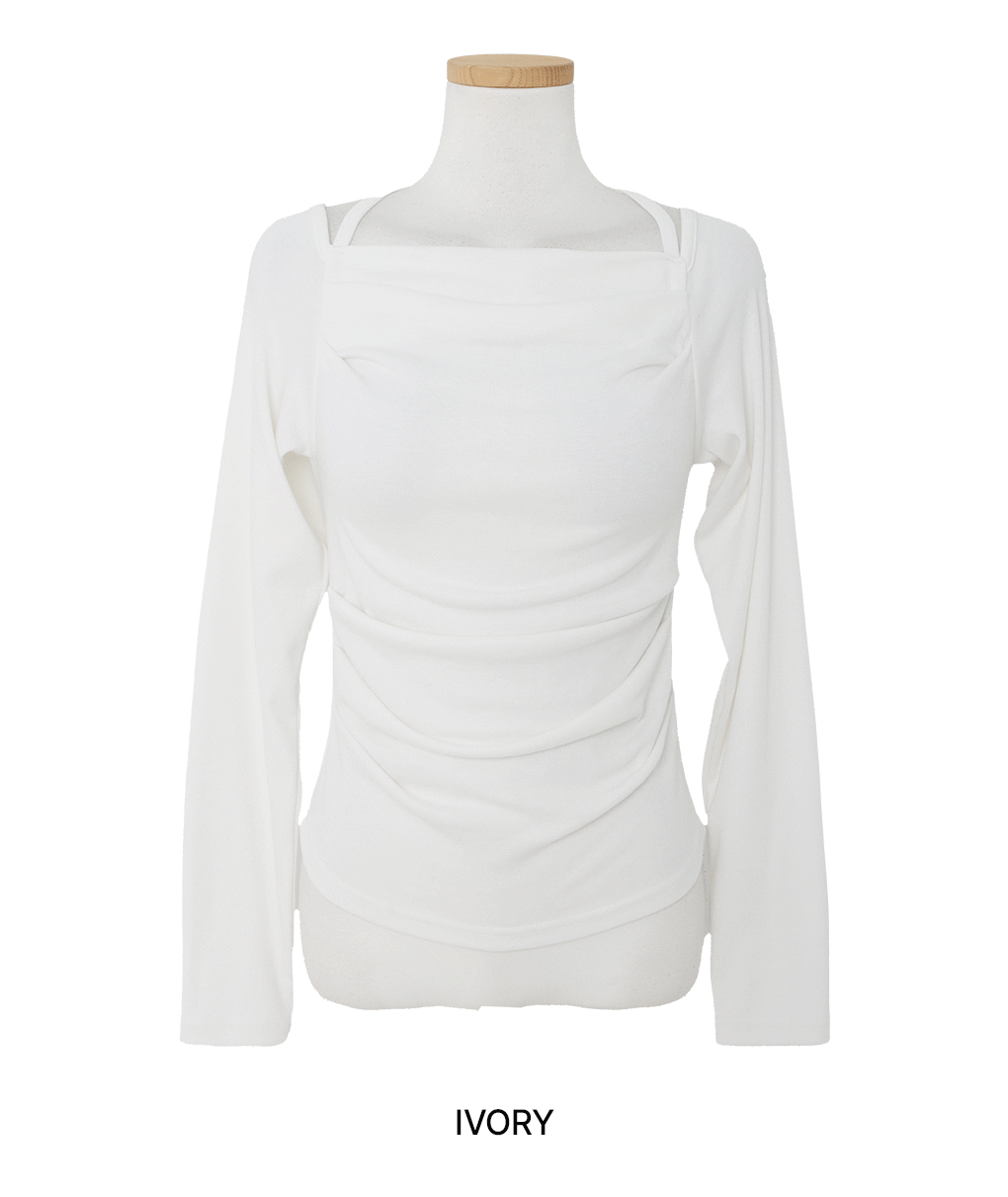 [여리핏/예쁨보장*]보뉴 홀터 셔링 긴팔티셔츠