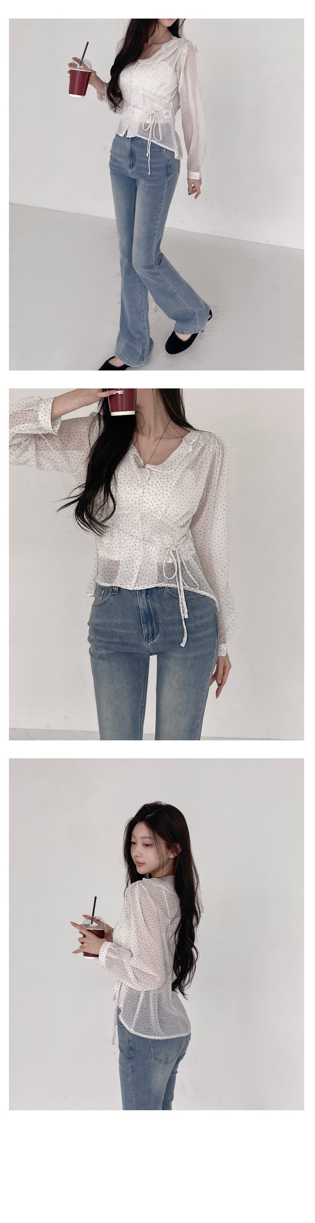 [고퀄/데이트룩]여리 플라워 프릴 블라우스