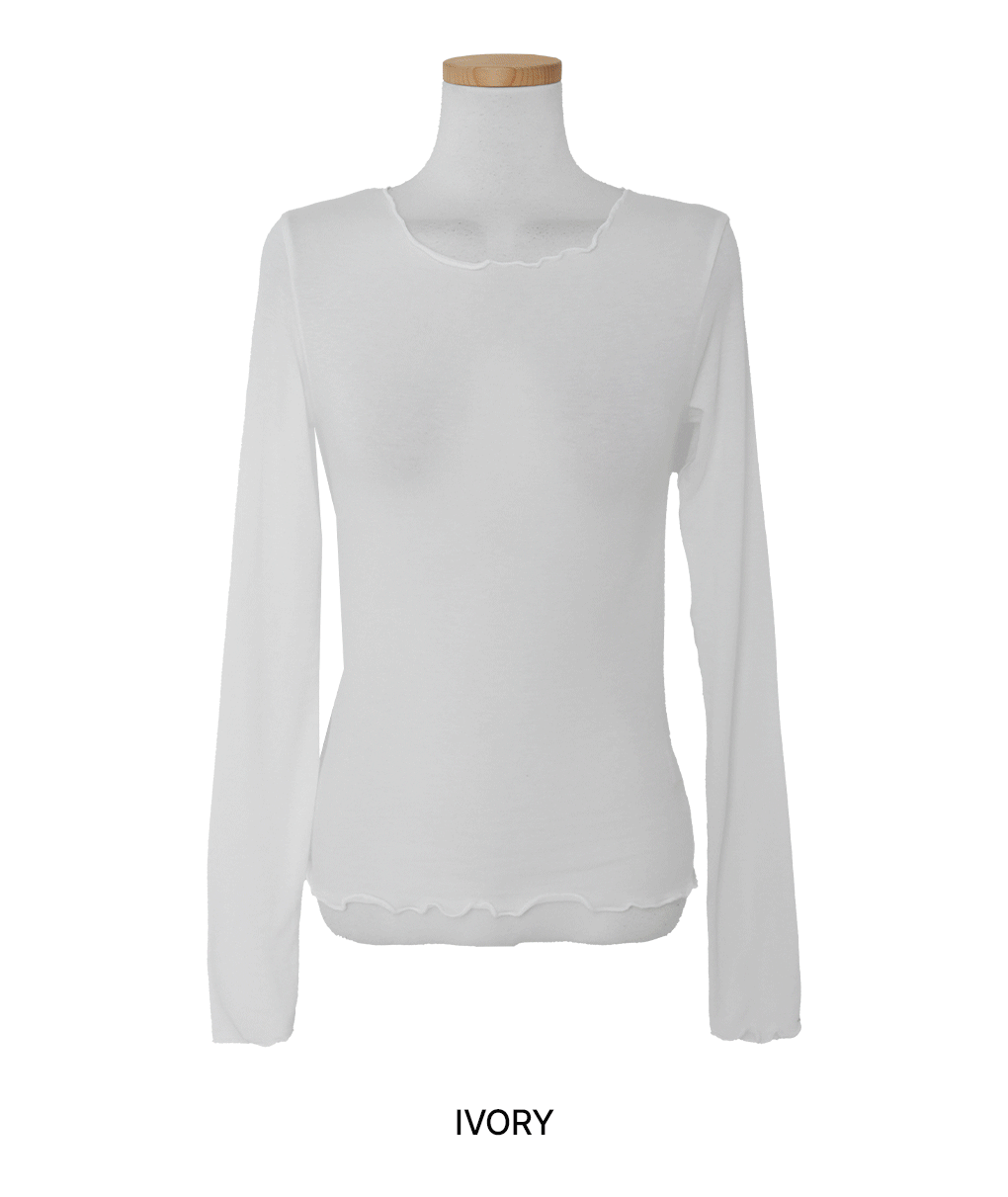 [텐셀/레이어드*]유스 물결 라운드 긴팔티