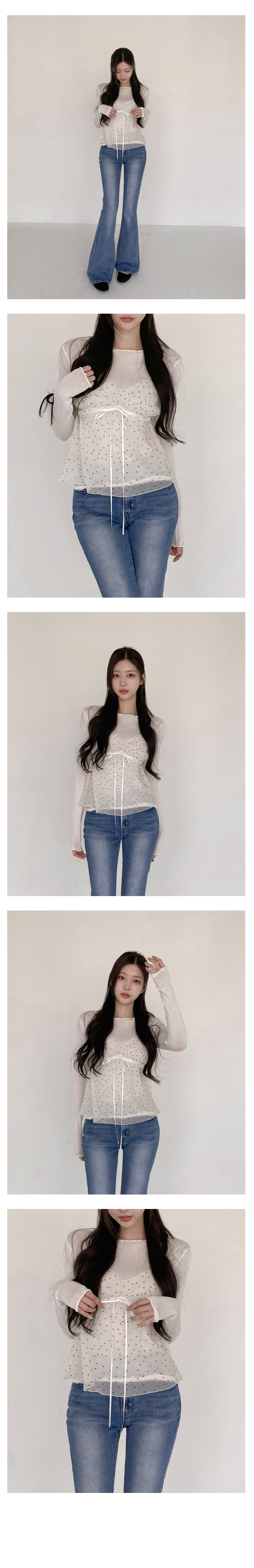 [텐셀/레이어드*]유스 물결 라운드 긴팔티