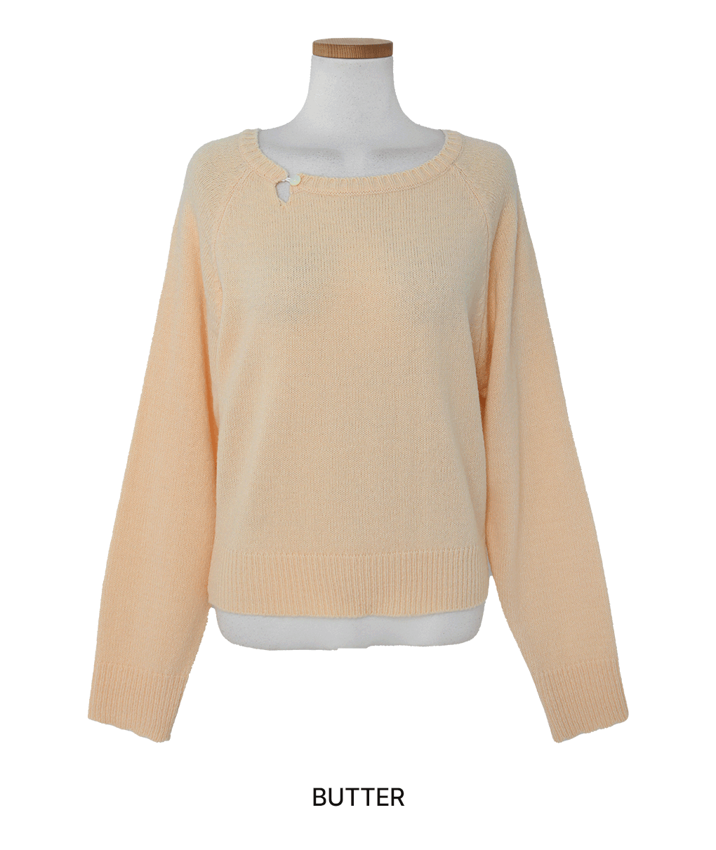 [봄색감💛]솔트 트임 버튼 울 니트
