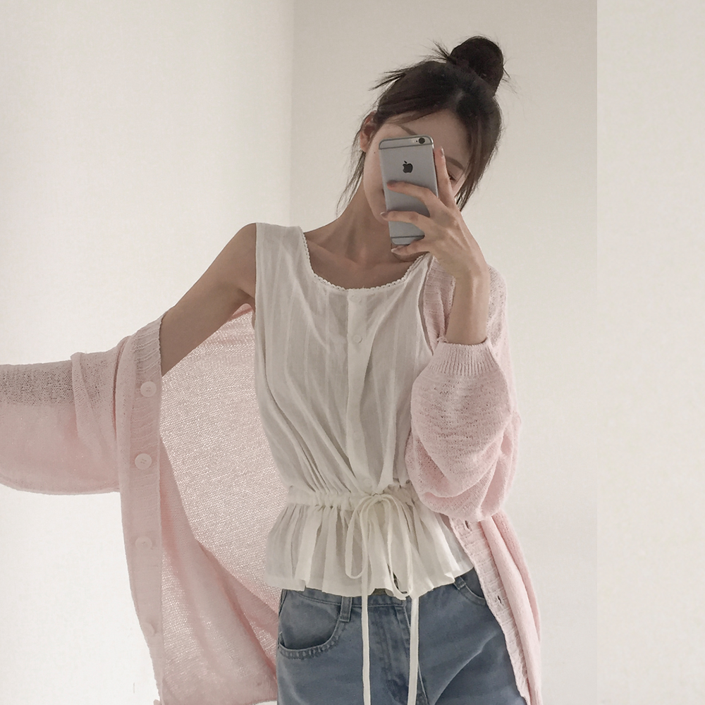 [부유방쏙-/잘록핏]미뉴 레이스 나시 블라우스