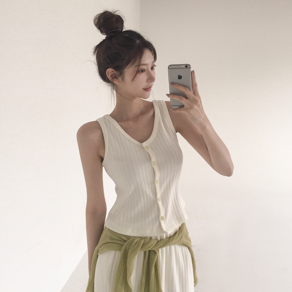 [셋업가능/페미닌]어슨 유넥 골지 민소매