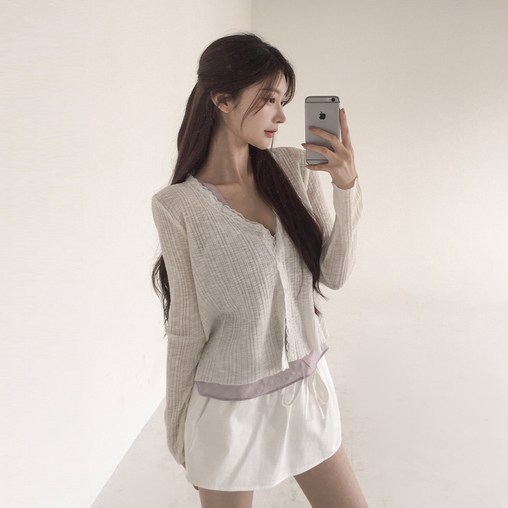 [썸머/살안타템]비올라 레이스 브이 가디건