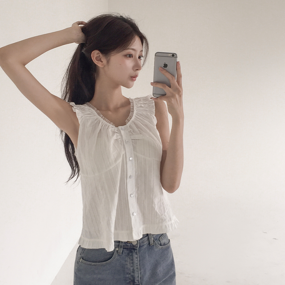 [투웨이숄더*/러블리]키키 레이스 나시 블라우스