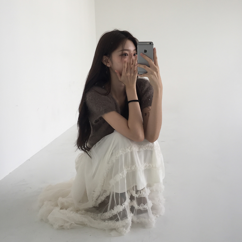 [고퀄/시즌리스]퐁퐁 러플 롱 스커트