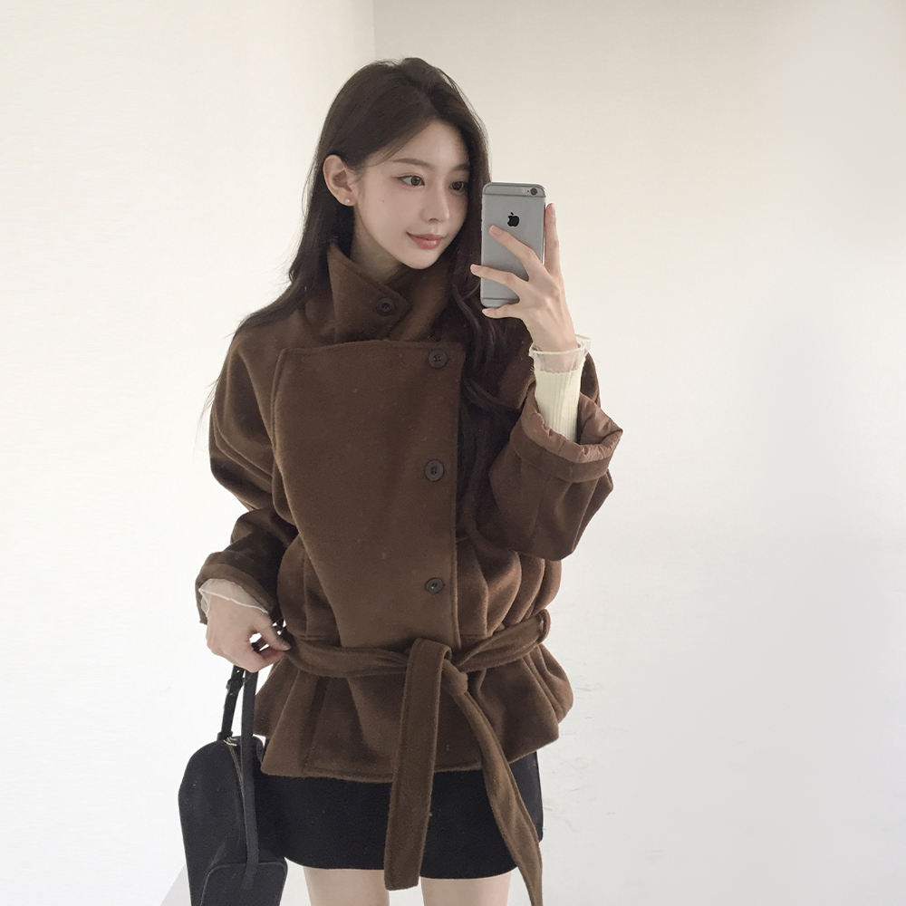 [벨트set/누빔안감]코오 하프 더블 코트