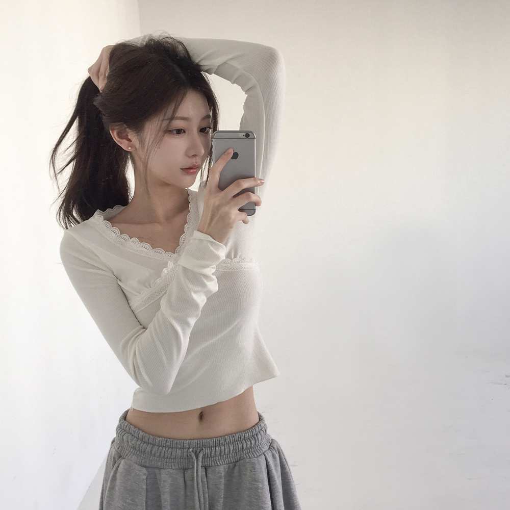 [여리핏/데일리]마키 레이스 브이 긴팔티