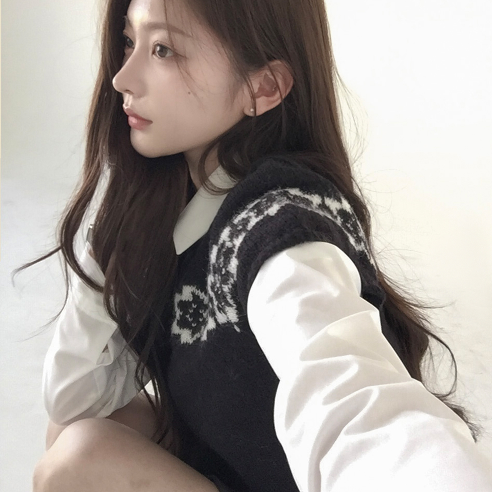 [예쁨보장/고퀄리티]눈꽃 레이어드 반팔 니트