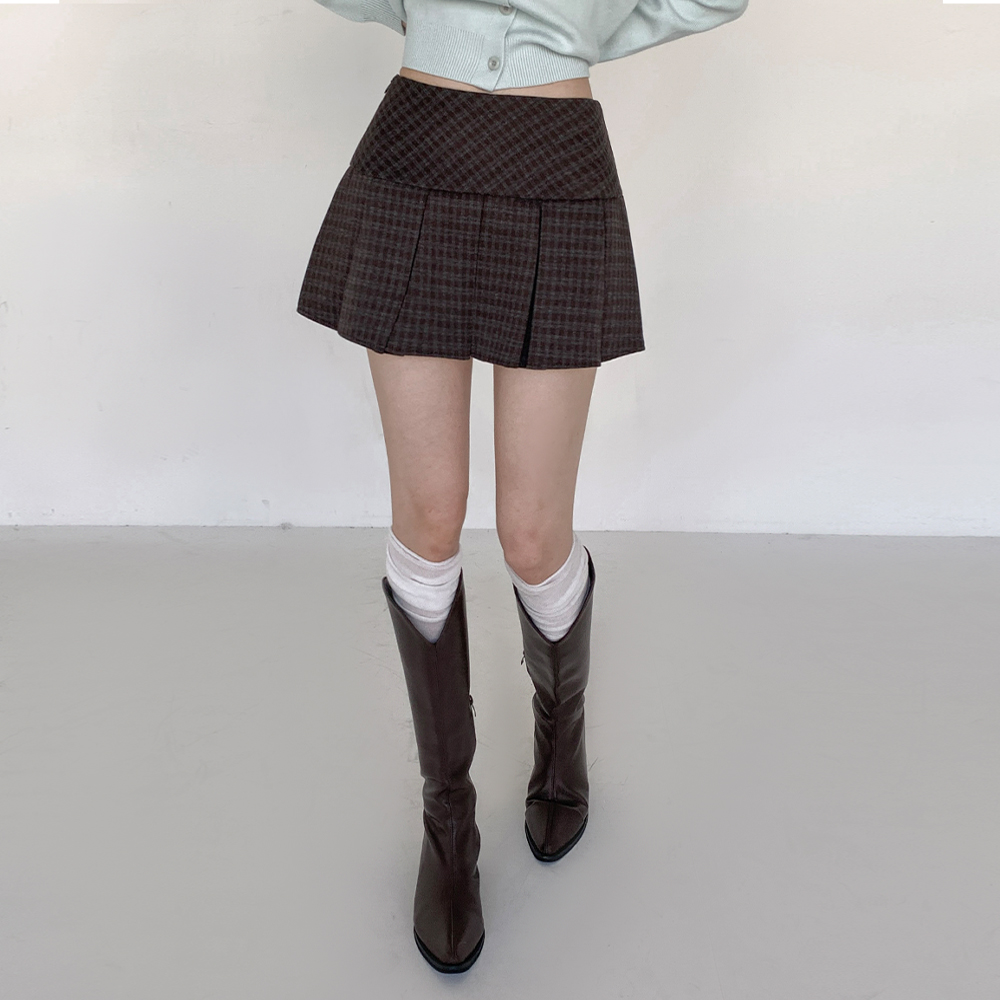 [빈티지/바지안감]빈츠 체크 플리츠 스커트