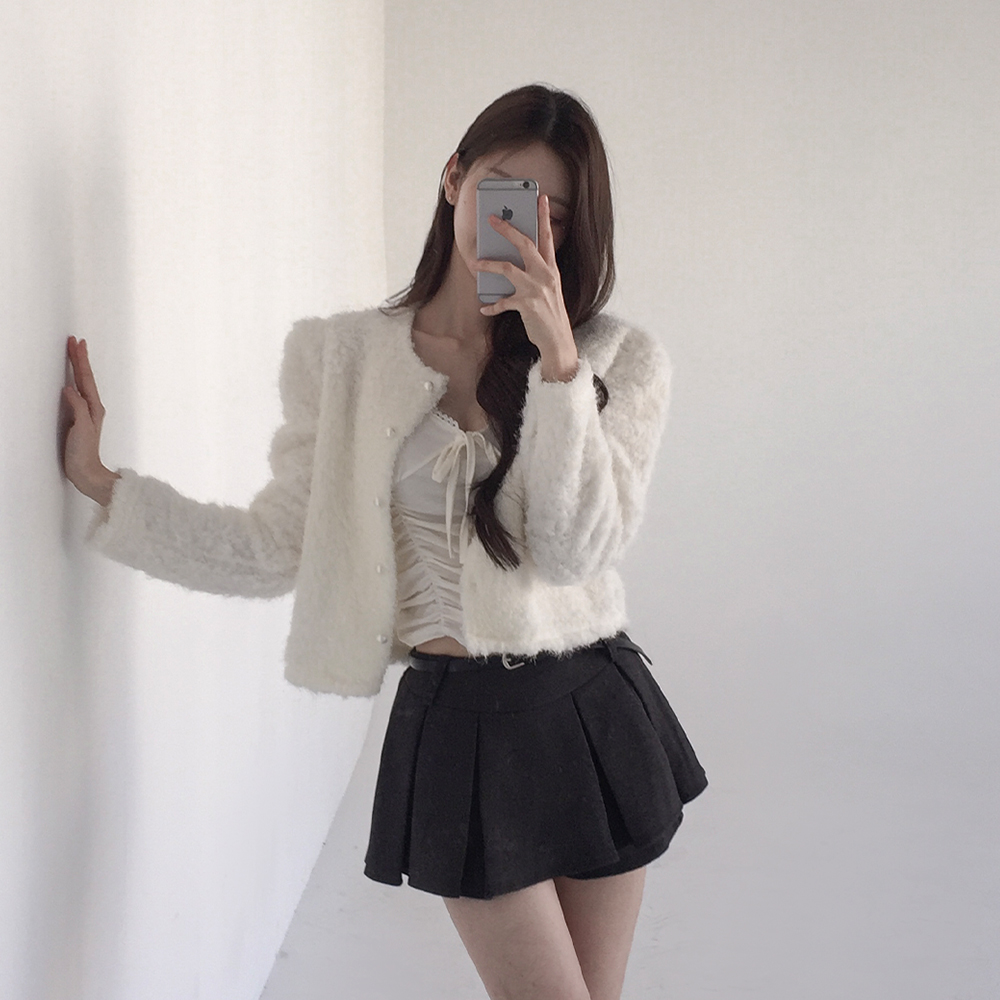 [봄신상/뽀용컬러]포니아 라운드 퍼프 퍼 자켓