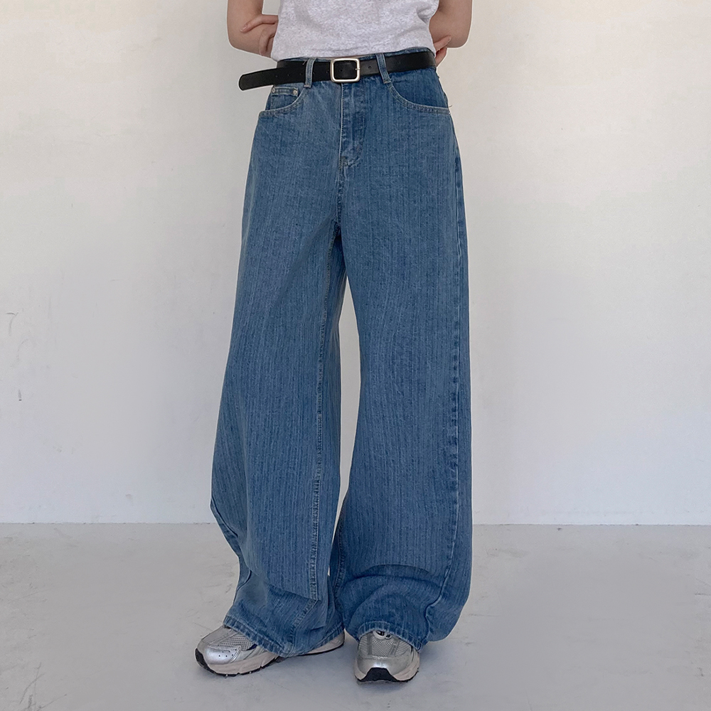 [코디point/핏보장]헤링본 와이드 데님 팬츠