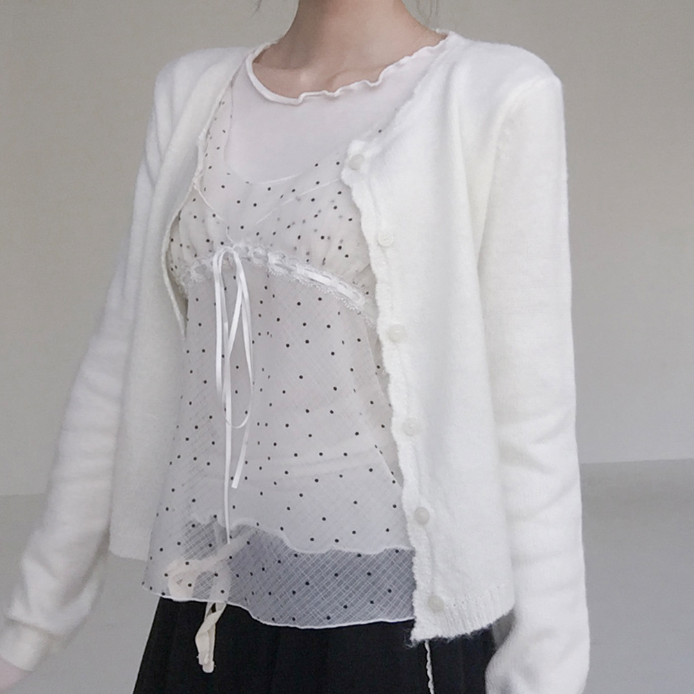 [여리여리/봄신상]베리드 물결 니트 가디건