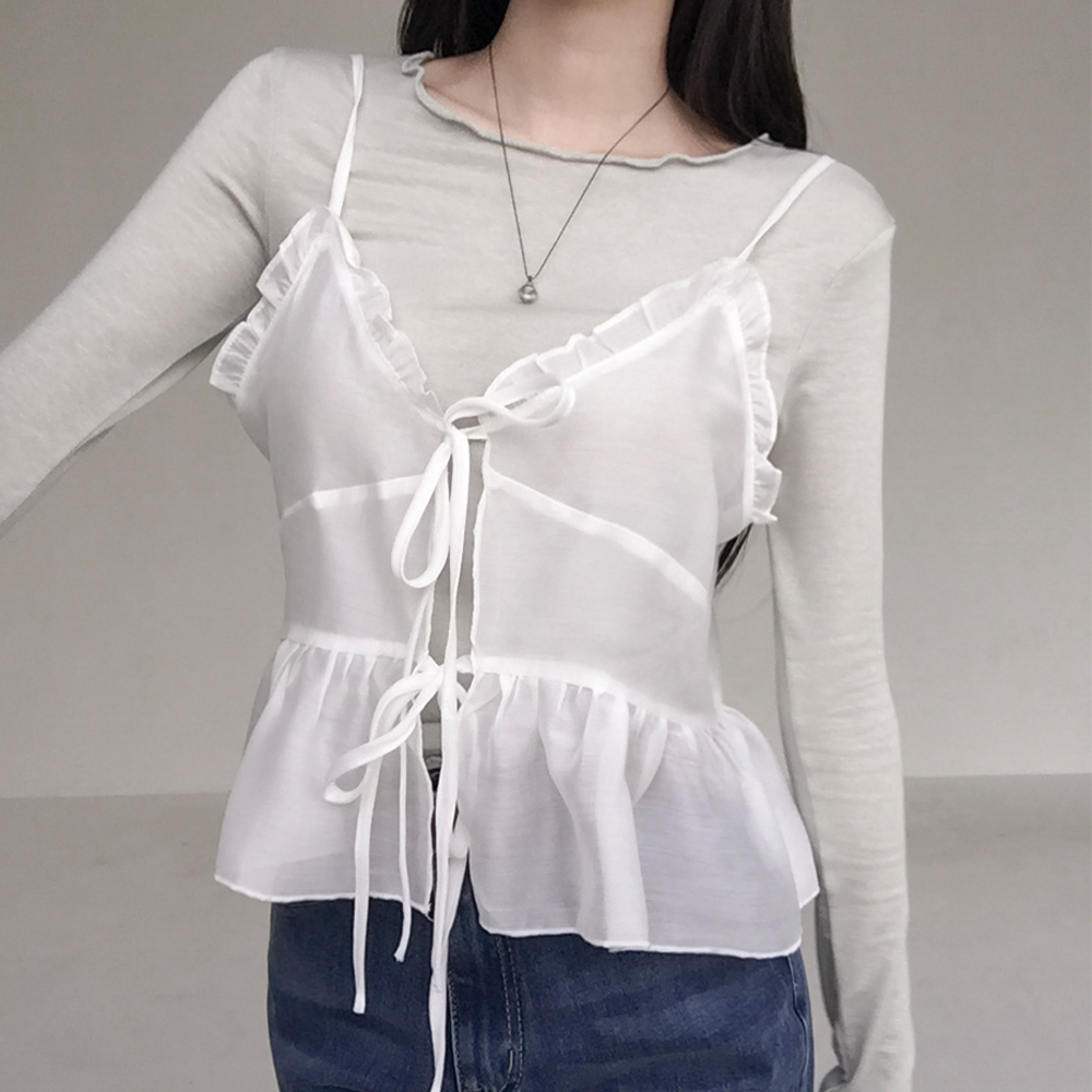 [레이어드*/러블리]멜팅 리본 프릴 뷔스티에