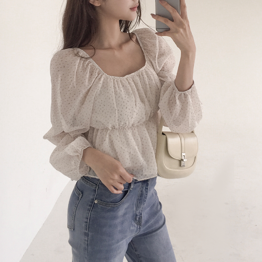 [로맨틱/청순]뮤즈 플라워 스퀘어 블라우스